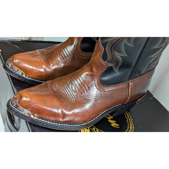JB Dillon Reserve Men's Pro Rodeo Boots Size-(9.5 EW) Blk/Cherry Smooth #RB913 - Picture 14 of 16